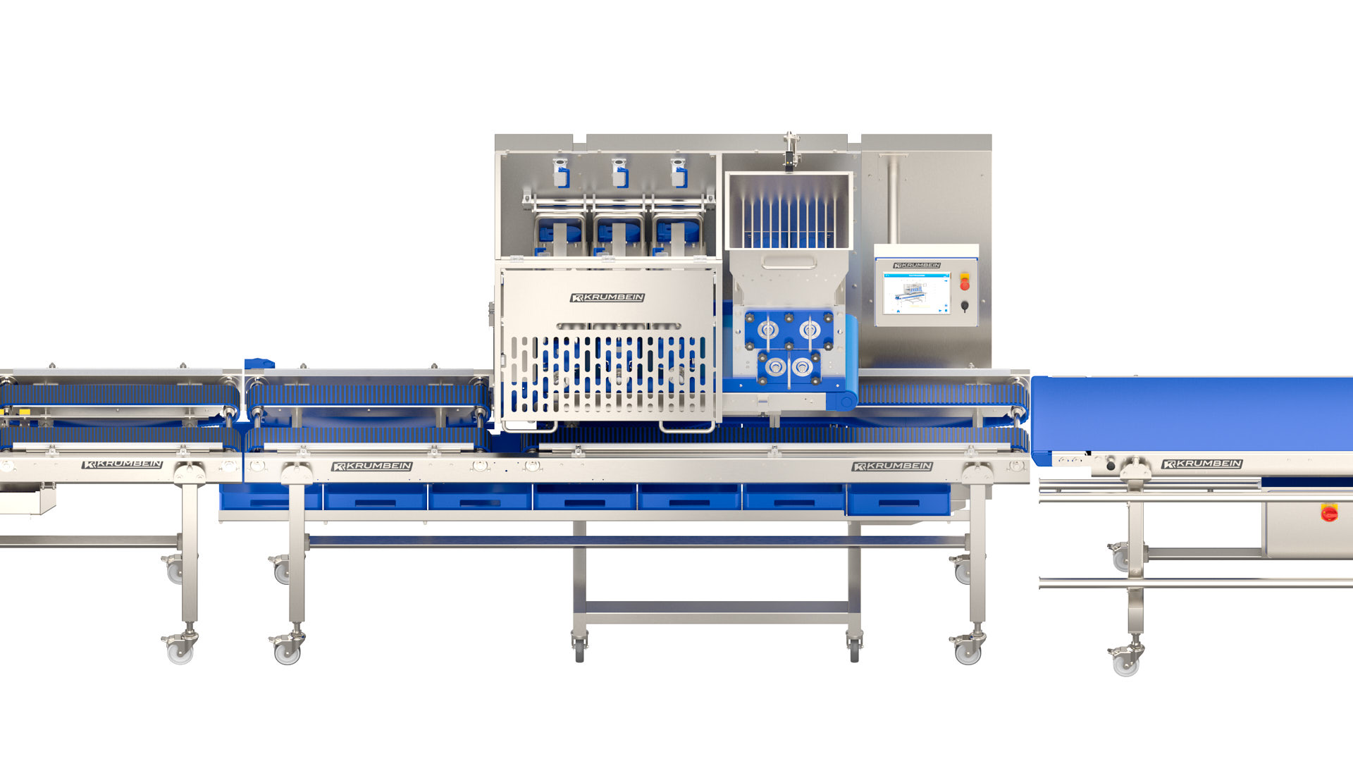 MSS 600 omniTOP zwischen Mattenketten-Transportband und Transport- und Belegeband