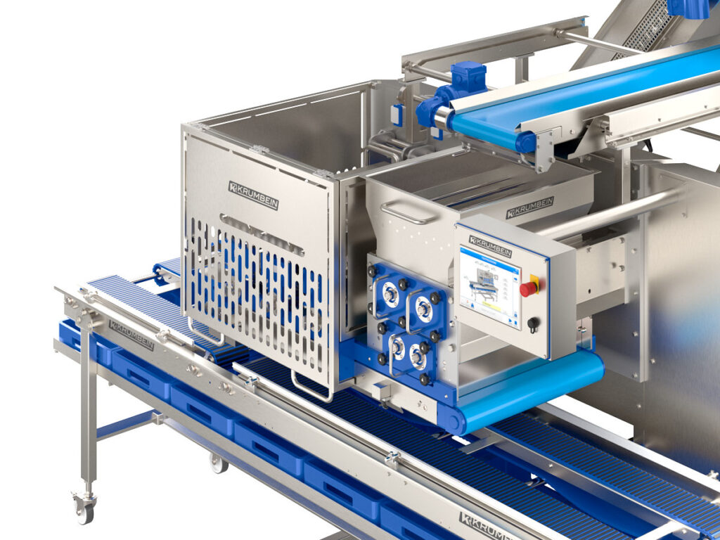 MSS 600 omniTOP mit automatischer Streugut-Zuführung über ein Transportband in den Trichter